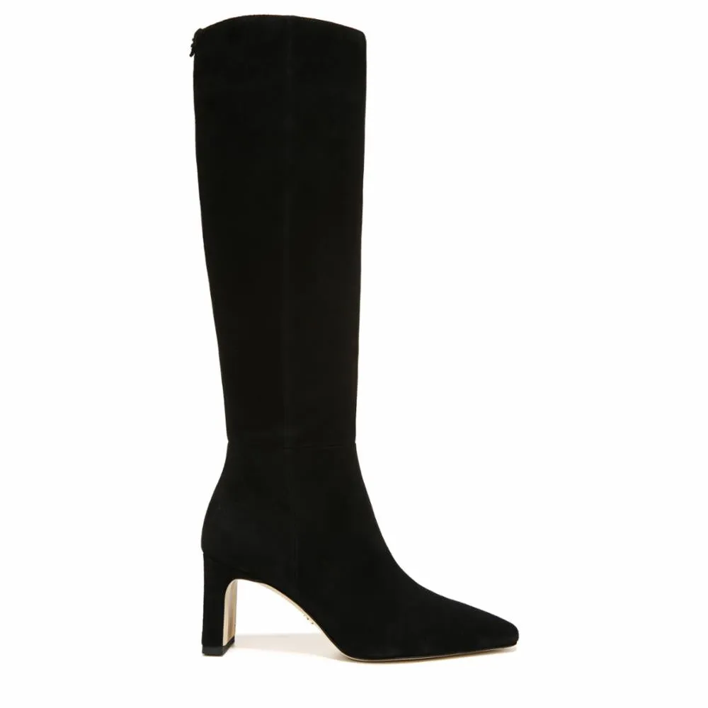 Sam Edelman Sylvia Black Suede Pointed Toe High Calf Side Zipper Fashion Boots