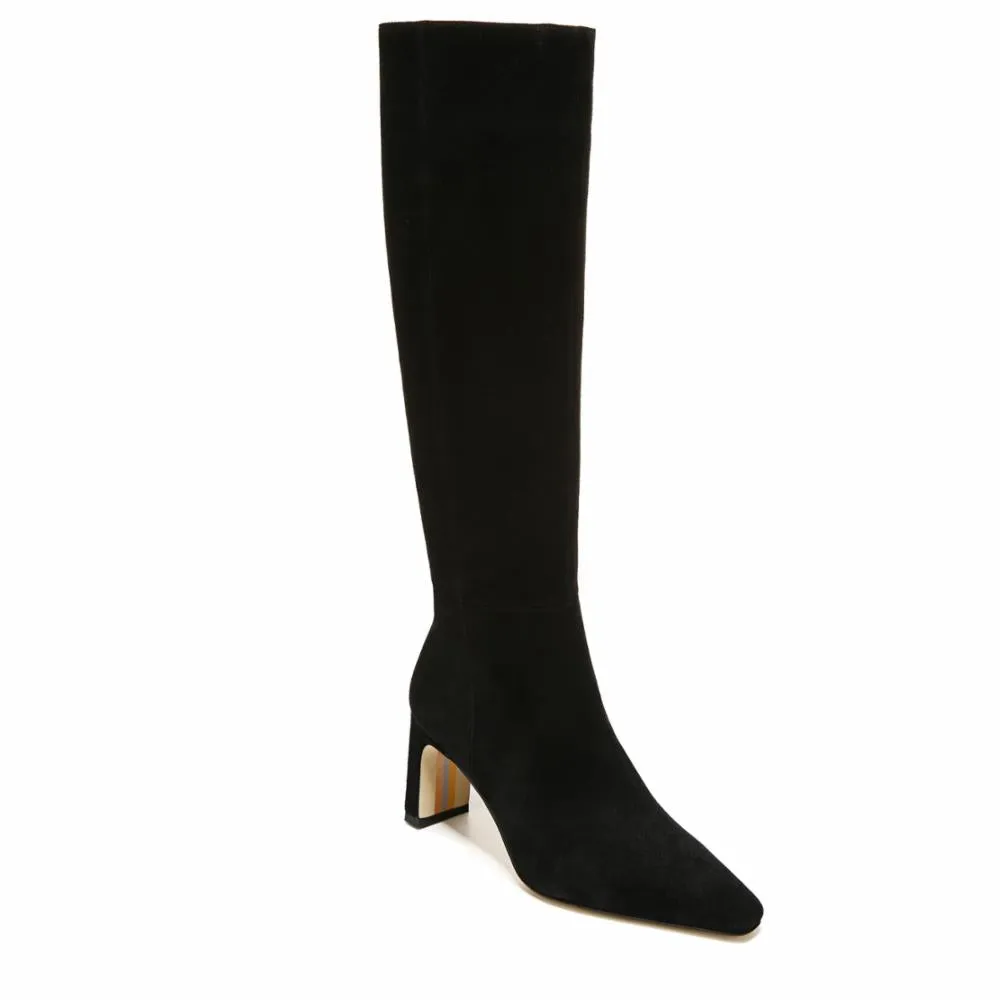 Sam Edelman Sylvia Black Suede Pointed Toe High Calf Side Zipper Fashion Boots