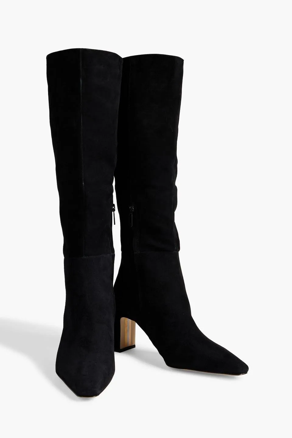 Sam Edelman Sylvia Black Suede Pointed Toe High Calf Side Zipper Fashion Boots
