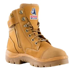 Steel Blue Wheat Ladies Southern Cross Zip Sided Lace Up Steel Toe Cap Safety Boot With Scuff Cap (512719) (Pre-Order)