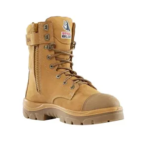 Steel Blue Wheat Portland Zip Sided Lace Up Steel Toe Cap Safety Boot With Scuff Cap (312654) (Pre-Order)