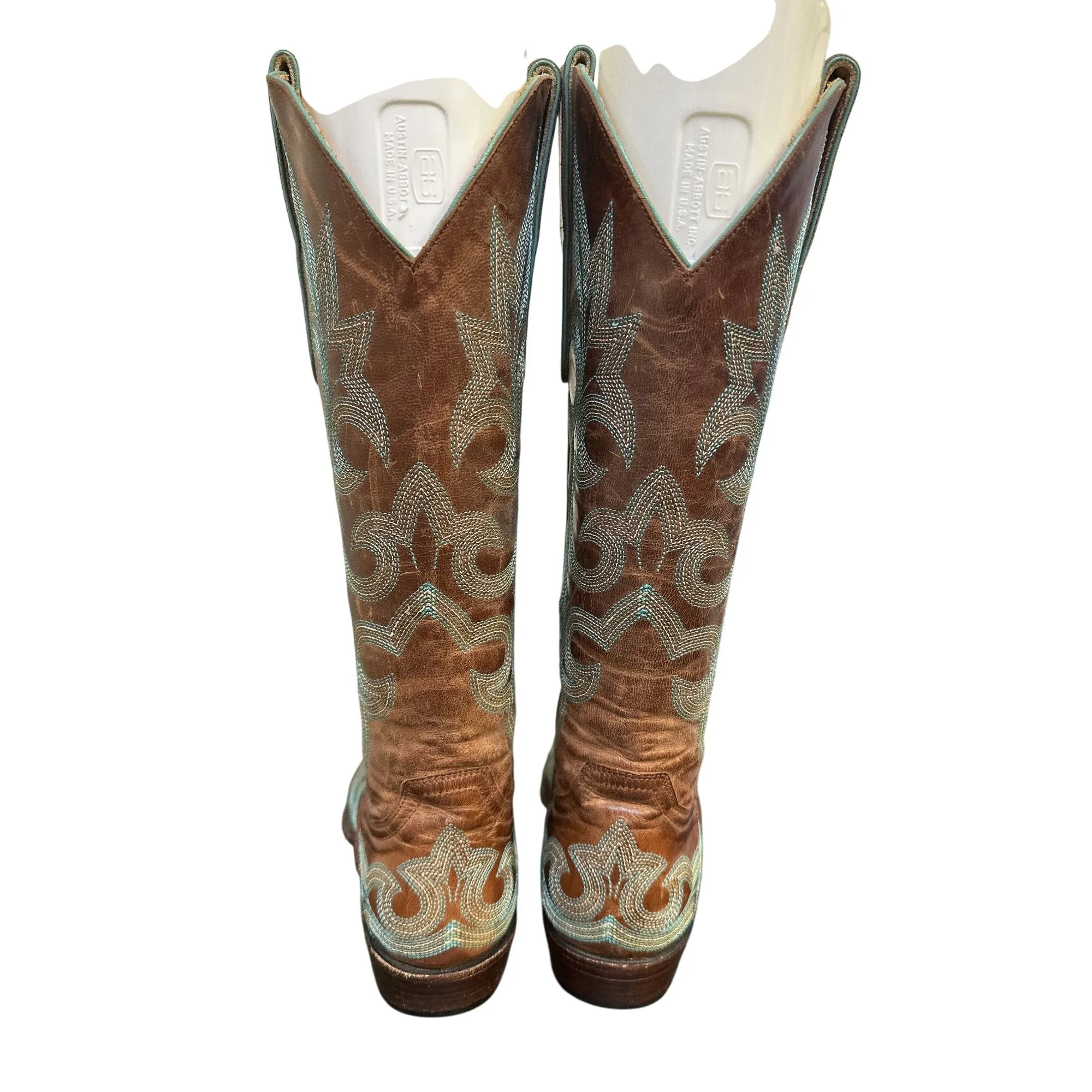 The Old Gringo Brown Leather Western Boots W/ Blue Embroidery Size 5
