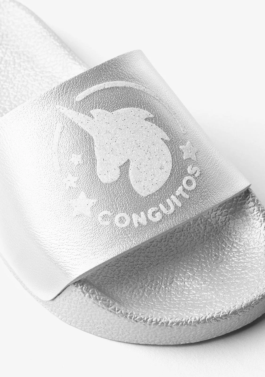 Unicorn’s Silver Pool Slide Sandals