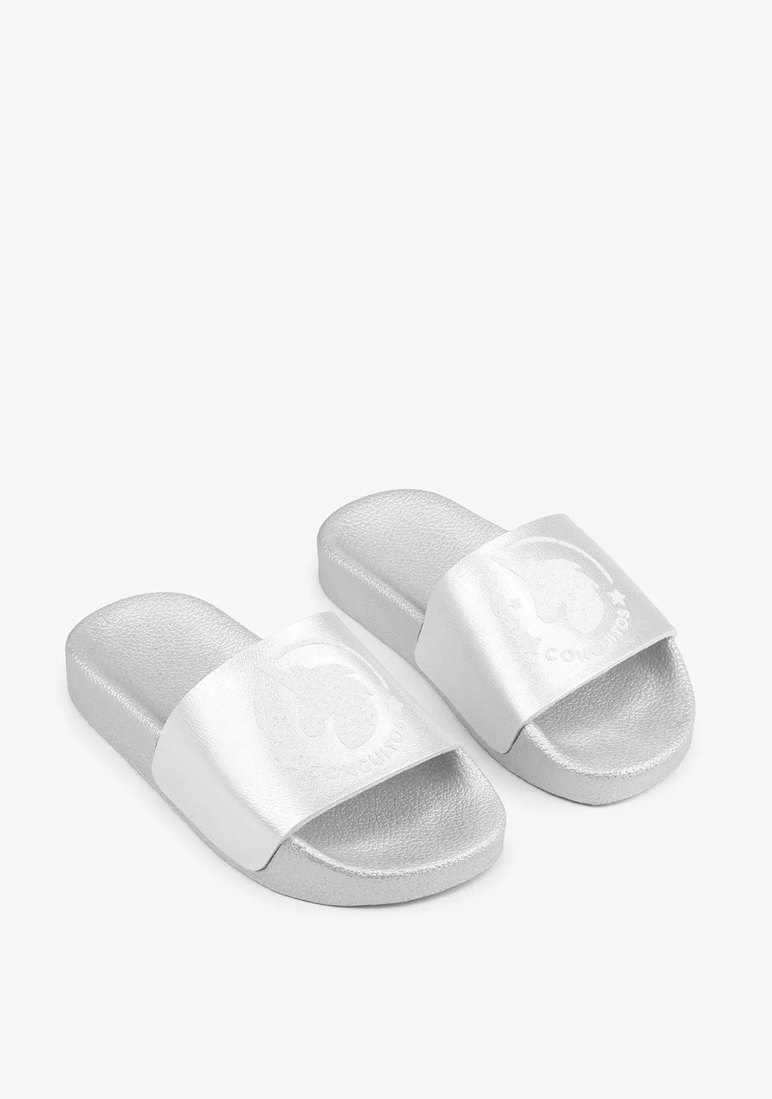 Unicorn’s Silver Pool Slide Sandals