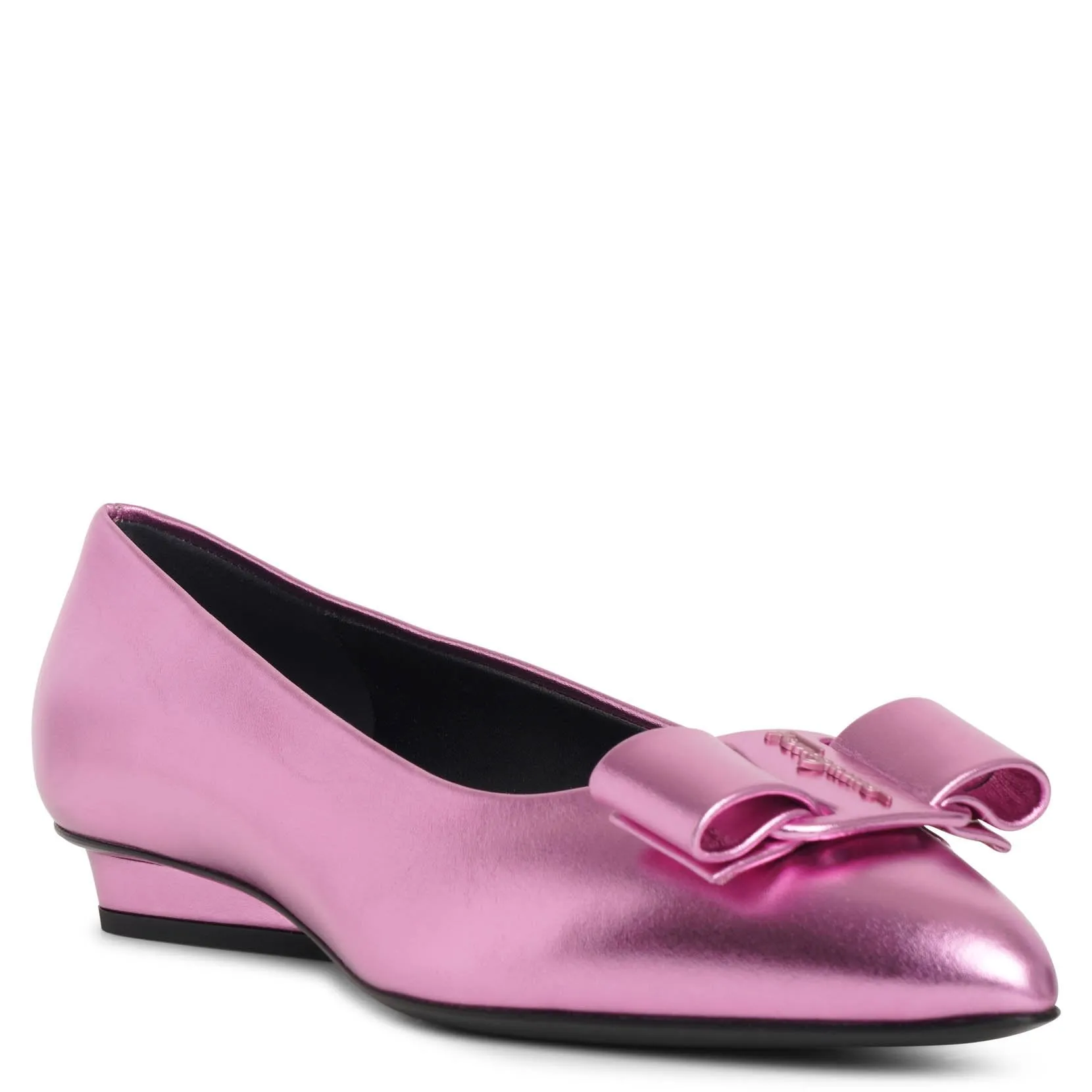 Viva pink metallic leather flats
