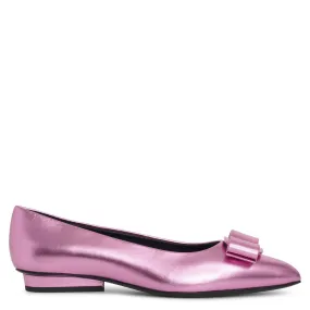Viva pink metallic leather flats