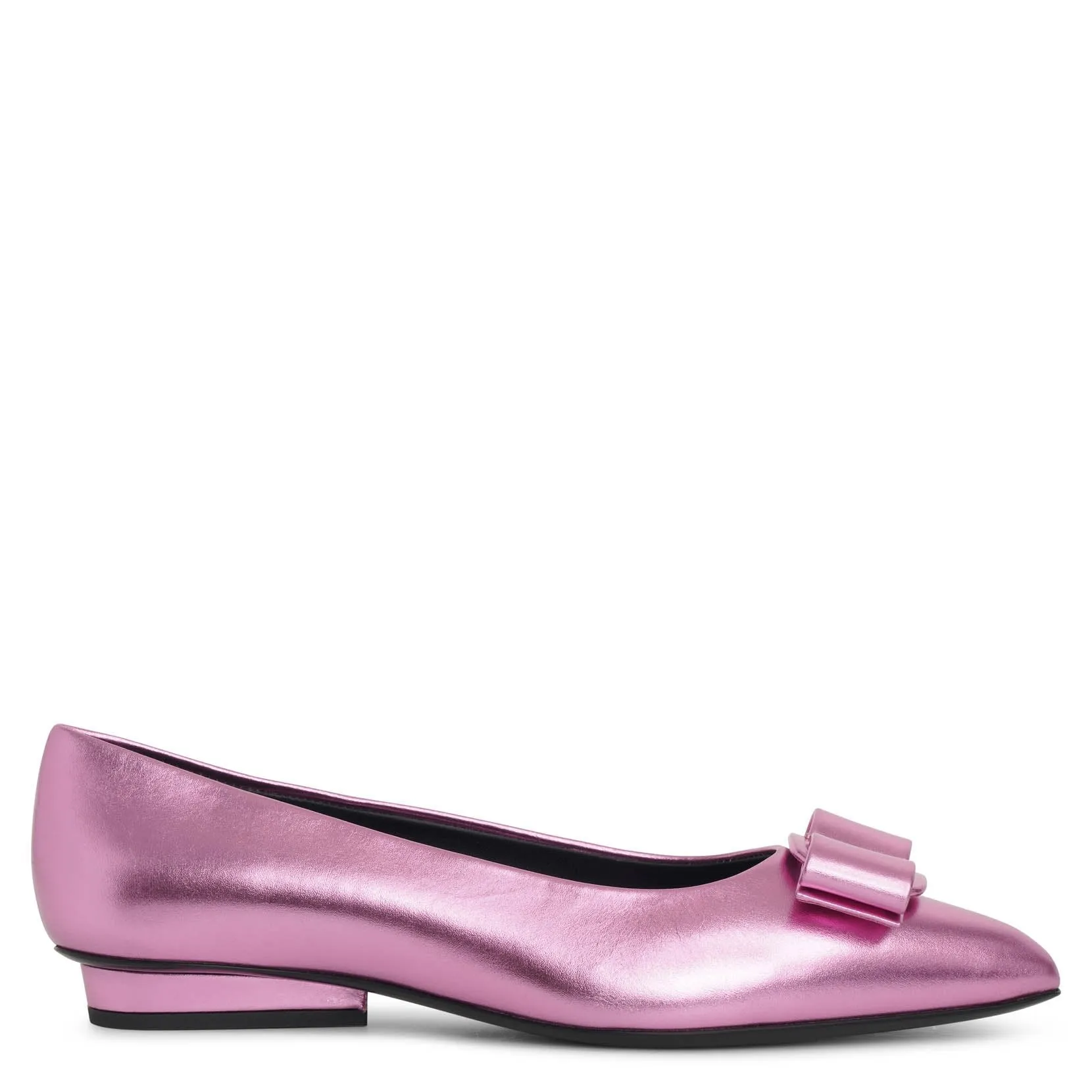 Viva pink metallic leather flats