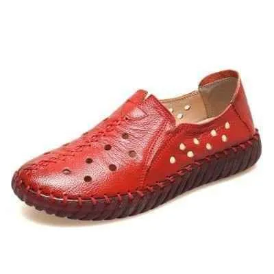 Women's Casual Shoes Leather Handmade Flats GCSGRC01