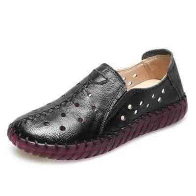 Women's Casual Shoes Leather Handmade Flats GCSGRC01