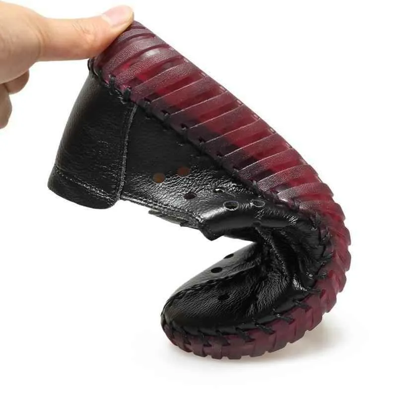 Women's Casual Shoes Leather Handmade Flats GCSGRC01