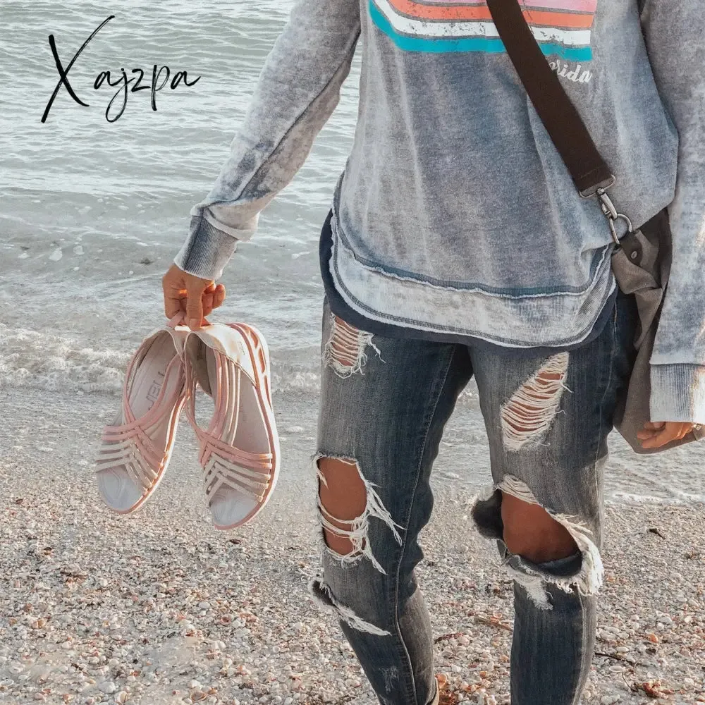 Xajzpa - Summer Sport Sandals Thick Sole Summer Sandals Open Toe Casual Platform Slide Soft Wedges Shoes Casual Footwear Plus Size